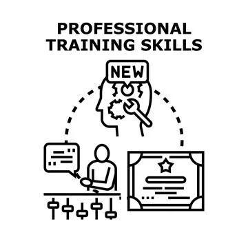 Professional training skills development and certification concept Stock Illustration