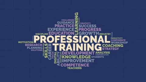 Professional Training Word Cloud Concept Graphic on Dark Blue Background 库存影片 341737826