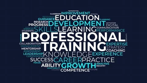Professional Training Word Cloud Graphic with Related Education and Career .. 库存影片 341737834