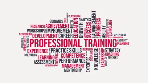 Professional Training Word Cloud Typography Concept on Off-White Background 库存影片 341737821