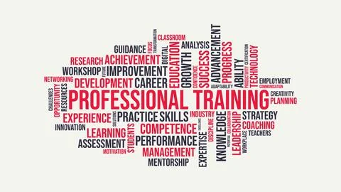 Professional Training Word Cloud Typography Graphic for Business and Career.. 库存插图