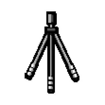 Professional tripod camera pixel art vector illustration Stock Illustration