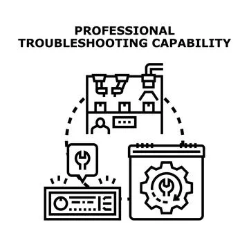 Professional troubleshooting capability finding problem solution Stock Illustration