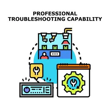 Professional troubleshooting capability finding problem solution Stock Illustration