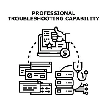 Professional troubleshooting capability icon system analysis, problem diagnos 库存插图