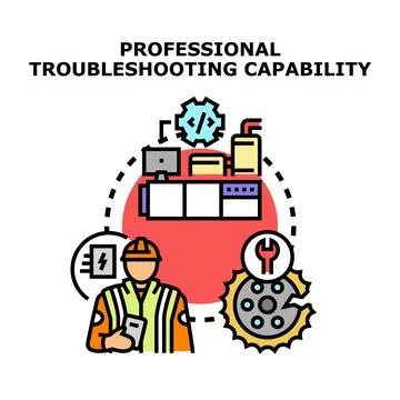 Professional troubleshooting capability illustrating engineering and techni.. Stock Illustration