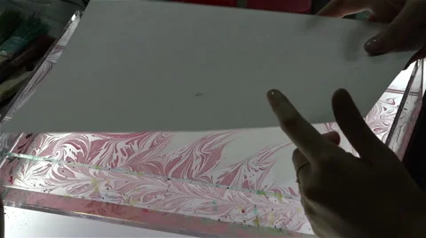 Professional tutorials on creating paintings on paper using ink and water Stock Footage 42556652