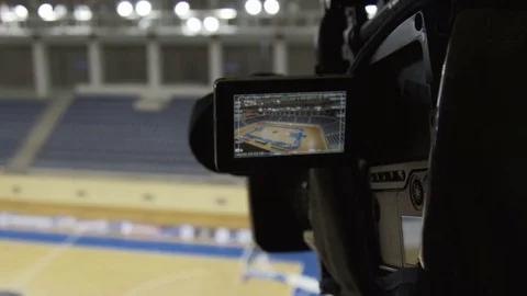 Professional TV camera making broadcast of event. Stock Footage 81803754