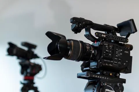 Professional two camera setup for live video streaming Stock Photos