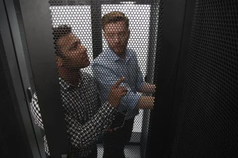 Professional two colleagues solving problem Foto stock