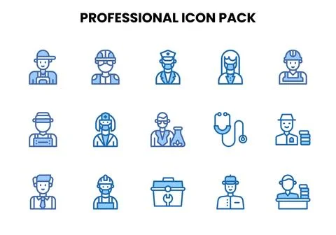 Professional Two Colour Bundle Icons Pack Stock Illustration