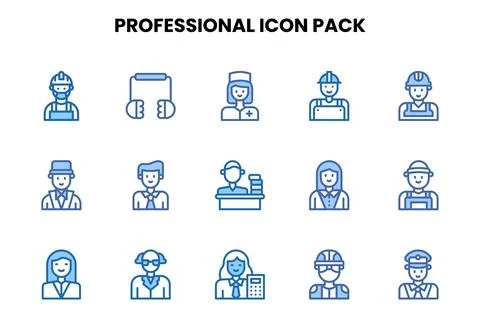 Professional Two Colour Graphics Icons Pack Stock-Illustration