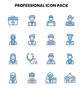 Professional Two Colour Graphics Icons Pack Stock Illustration