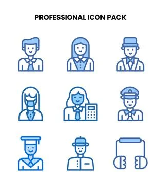 Professional Two Colour Graphics Icons Pack Stock Illustration