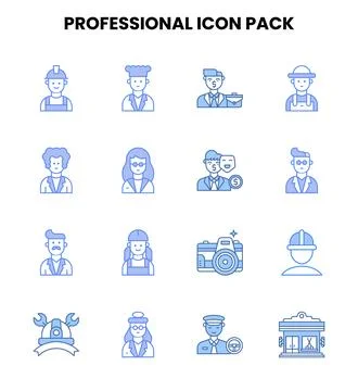 Professional Two Colour Icons Pack Stock Illustration