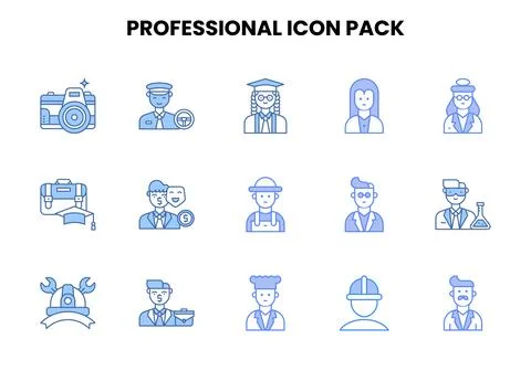 Professional Two Colour Scalable Icons Pack Stock Illustration