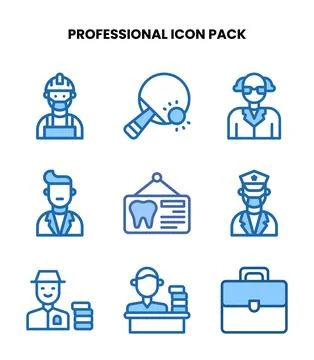 Professional Two Colour Set Icons Pack Illustrazione stock