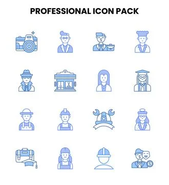 Professional Two Colour Set Icons Pack Stock Illustration