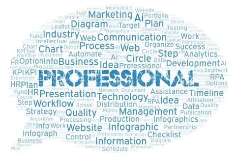 Professional typography word cloud create with the text only. Stock Illustration