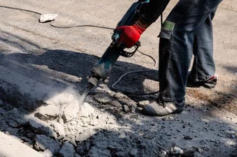 Professional Use Jackhammer Tool Stock Photos