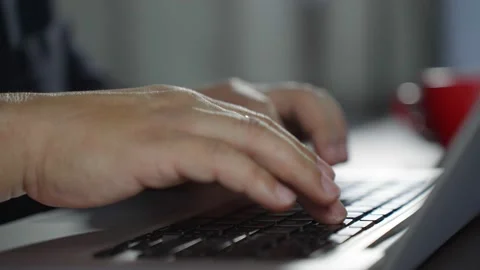 Professional user worker using typing on laptop notebook keyboard sit at home Stock Footage 171092632