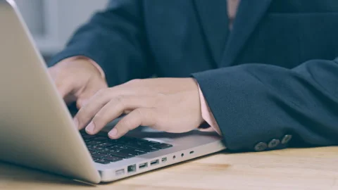 Professional user worker using typing on laptop notebook keyboard sit at ho.. Stock Footage 309350551
