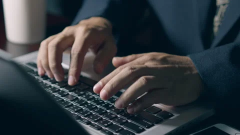 Professional user worker using typing on laptop notebook keyboard sit at ho.. Stock Footage 322556110