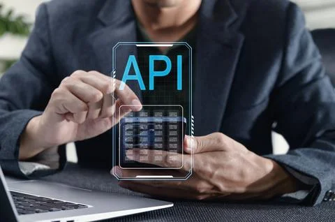 Professional Using Smartphone To Access API Interface Concept Stock Photos