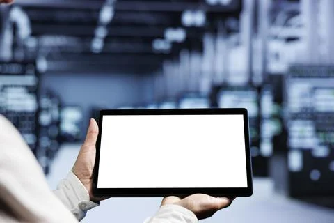 Professional using tablet in data center Foto stock