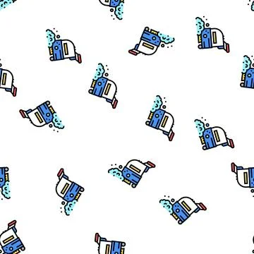 Professional vacuum washing machine vector seamless pattern Stock Illustration