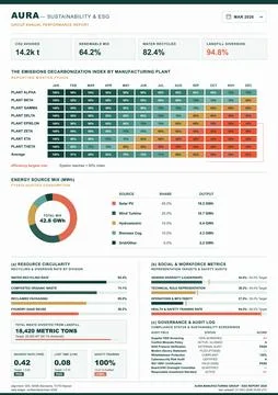 Professional vector dashboard showing environmental, social, and governance m Stock Illustration