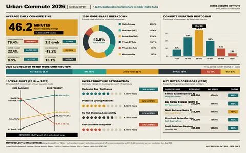 Professional vector infographic displaying metropolitan transportation statis Stock Illustration