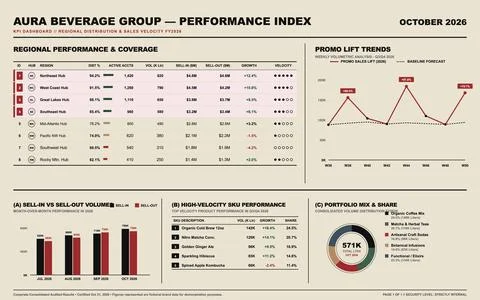 Professional vector interface displaying regional sales data, growth trends,  Stock Illustration