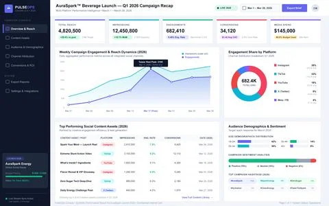 Professional vector UI layout for a social media campaign dashboard with inte Stock Illustration