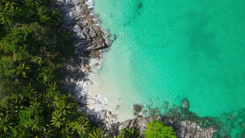 Professional Video. Aerial view shot. Drone camera over white beach sand  Stock-Footage 149489018