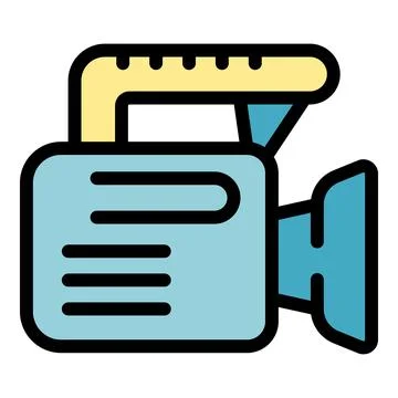 Professional video camera with handle and lens recording footage Stock Illustration