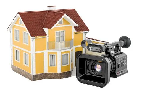 Professional video camera with home. 3D rendering イラスト素材