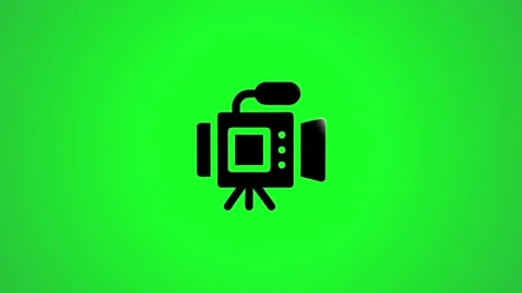 Professional video camera icon animation on green screen background 3d rota.. Stock Footage 346496547