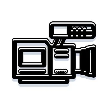 Professional video camera icon recording film media production Stock Illustration