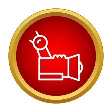Professional video camera icon on red circular button イラスト素材