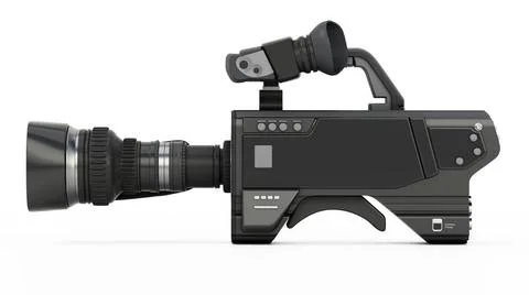 Professional video camera isolated on white background. 3D illustration Pr... Stock Photos