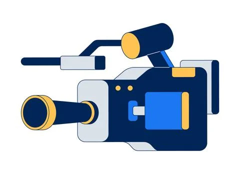 Professional video camera with microphone 2D cartoon object 스톡 일러스트
