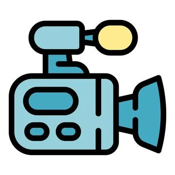 Professional video camera recording with external microphone Stock Illustration