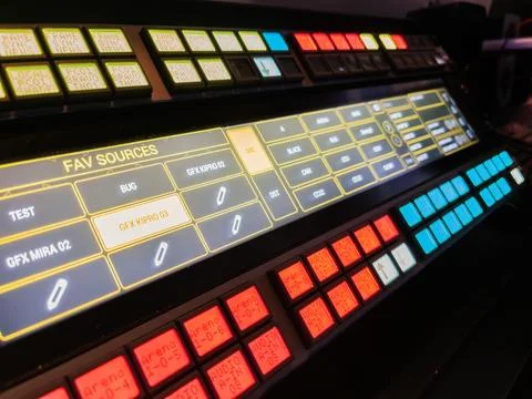 Professional Video Switcher Control Panel Interface Stock Photos