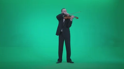 Professional Violin player  man  1- 4K Green Screen Video Footage Stock Footage 79242505