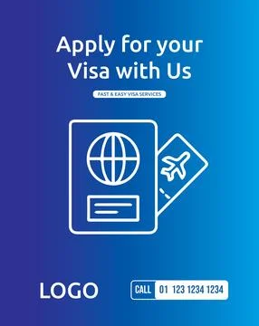 Professional visa application advertisement template Stock Illustration