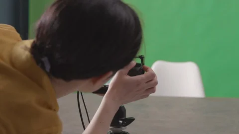 Professional vlogger and videomaker recording a video Stock Footage 128814591