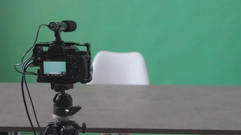 Professional vlogger and videomaker recording a video Stock Footage 128814764