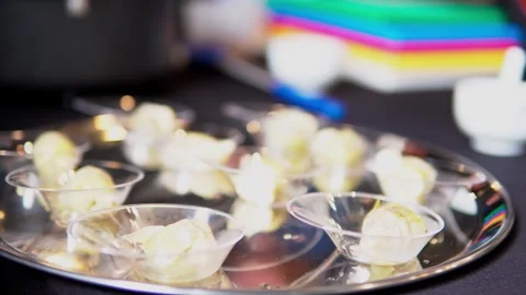 Professional waiter serving sauce Stock Footage 269062978