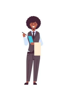 Professional waitress making note african american woman restaurant worker in Stock Illustration